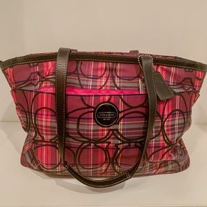 Coach diaper/tote bag in multicolor plaid